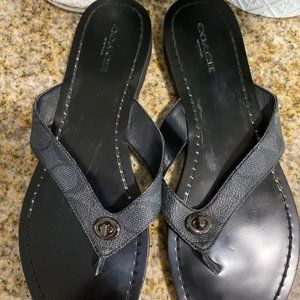 Coach Black Leather Sandals